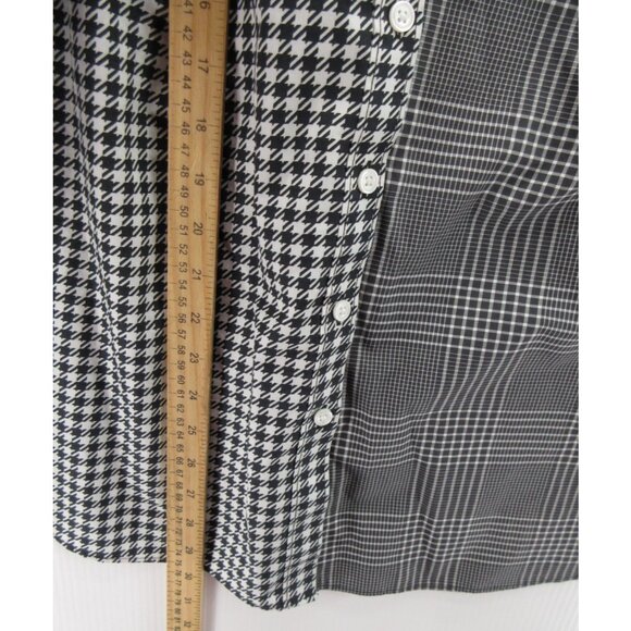 Lands End Top 18W Plus Shirt Patchwork Houndstooth Plaid No Iron - Picture 5 of 11